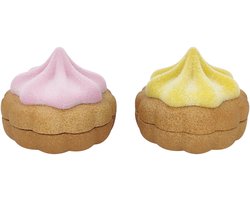 Dekoratief | Snoepdoos nic-nac, roze/geel, resina, 14x14x10,5cm, set van 2 stuks | A265910