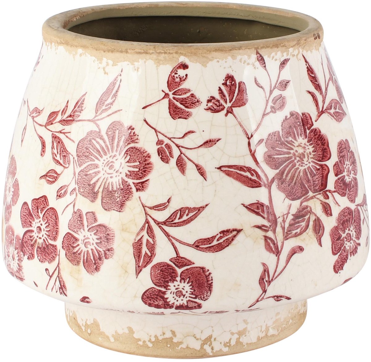 Dekoratief | Bloempot 'Burgundy Blossom', keramiek, 17x17x14cm | A265467