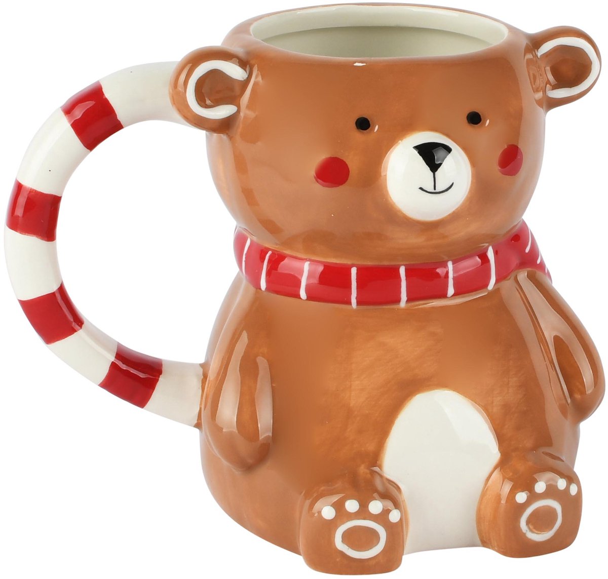 Dekoratief | Mok beertje, bruin/rood, keramiek, 13x6x11cm | A265101