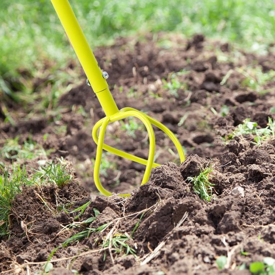 QWORK® Twist Tiller Handmatige Cultivator, Tuinhark Gereedschap, Verticuteerder, Onkruidverwijderaar, met T-Handvat en Stalen Schachtpunten. van QWORK — afbeelding 4