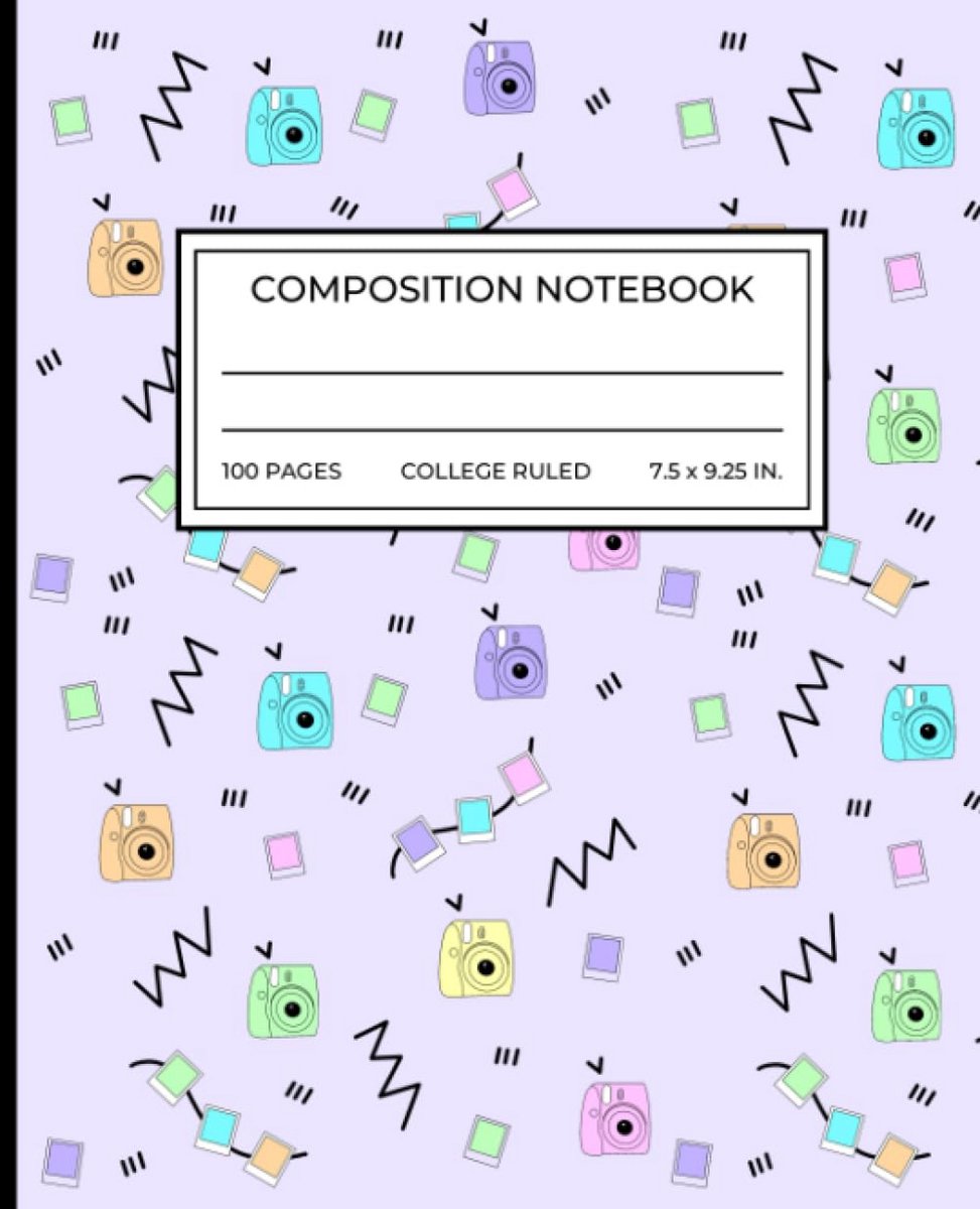 Composition Notebook College Ruled: Cute Camera Aesthetic Notebook for Kids, Girls, Teens, Women, Students, and Teachers | 100 Lined Pages | 7.5 x 9.25”