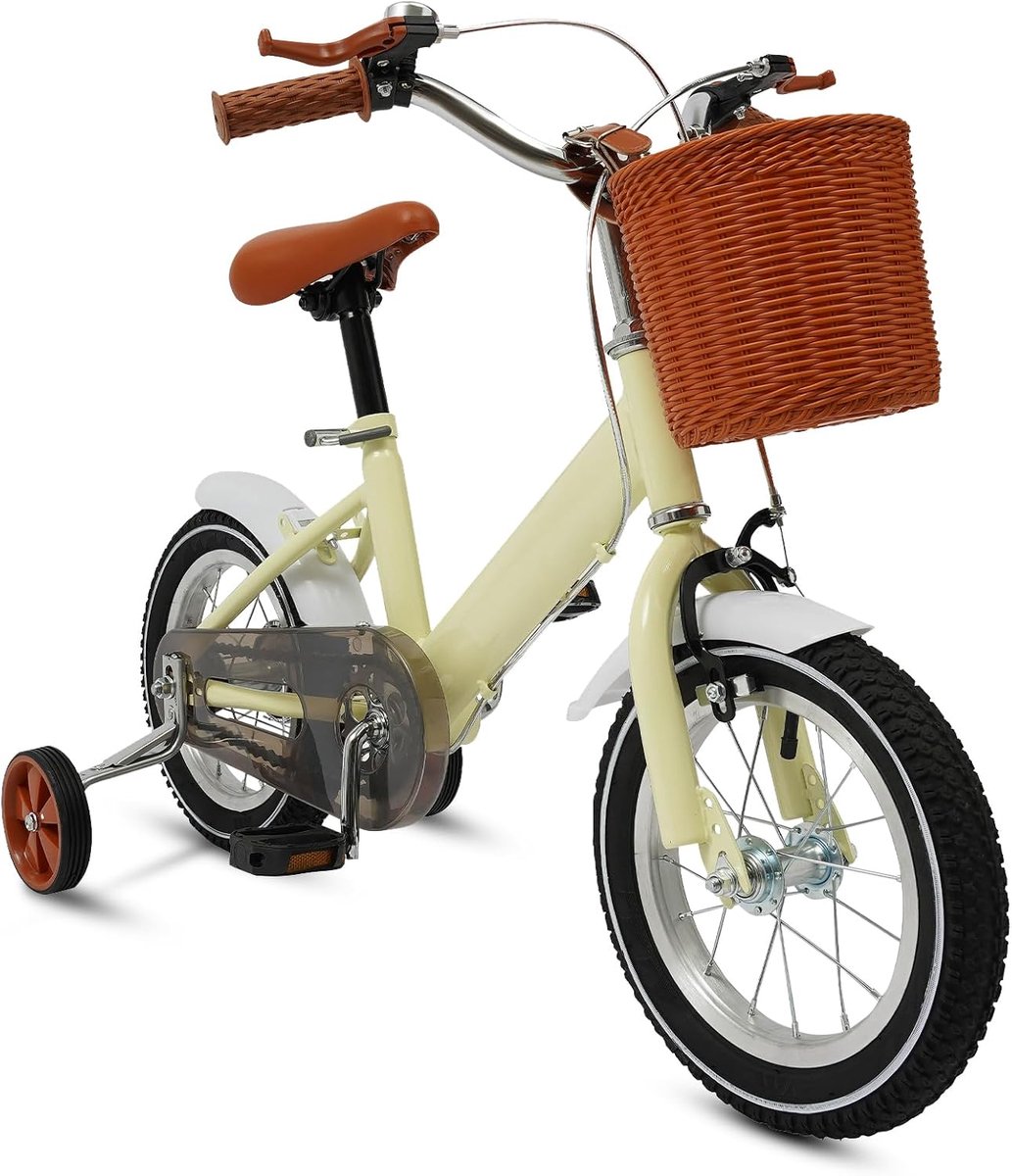 12 inch Kinderfiets Jongens en Meisjes met Zijwielen en Mand - Verstelbaar