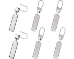 TOYMIS 6st Vervanging van Ritssluiting, Universeel Ritssluiting Reparatie Afneembaar Metalen Zipper Pull Vervanging voor Kleding Jas Broek Jeans Bagage Portemonnee Handtas (Zilver)