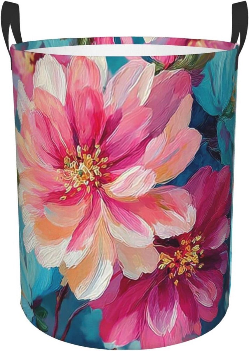 Wasmand Bloemen Kledingmand Opvouwbaar Kleding Opbergen Waterdichte Oxford Stof 40 x 50 cm Zwart