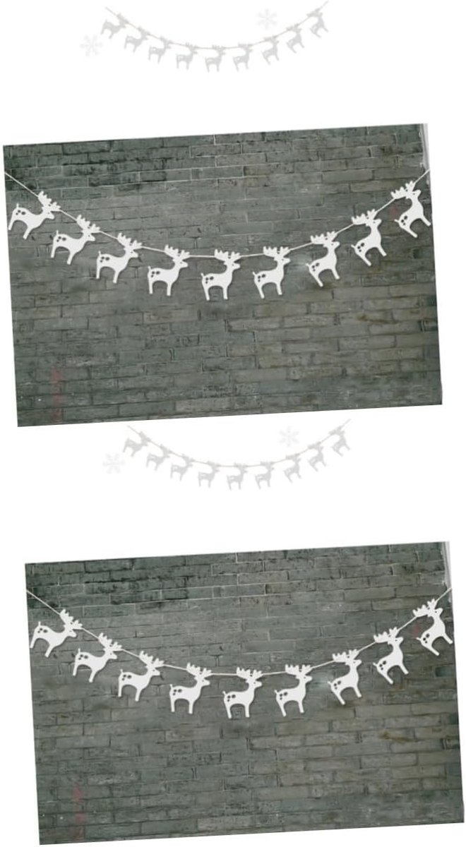 Papieren Slingers - Kerst Guirlande - Feest Versieren - Met Herten Design - 2 Stuks - Zilver – foto 6
