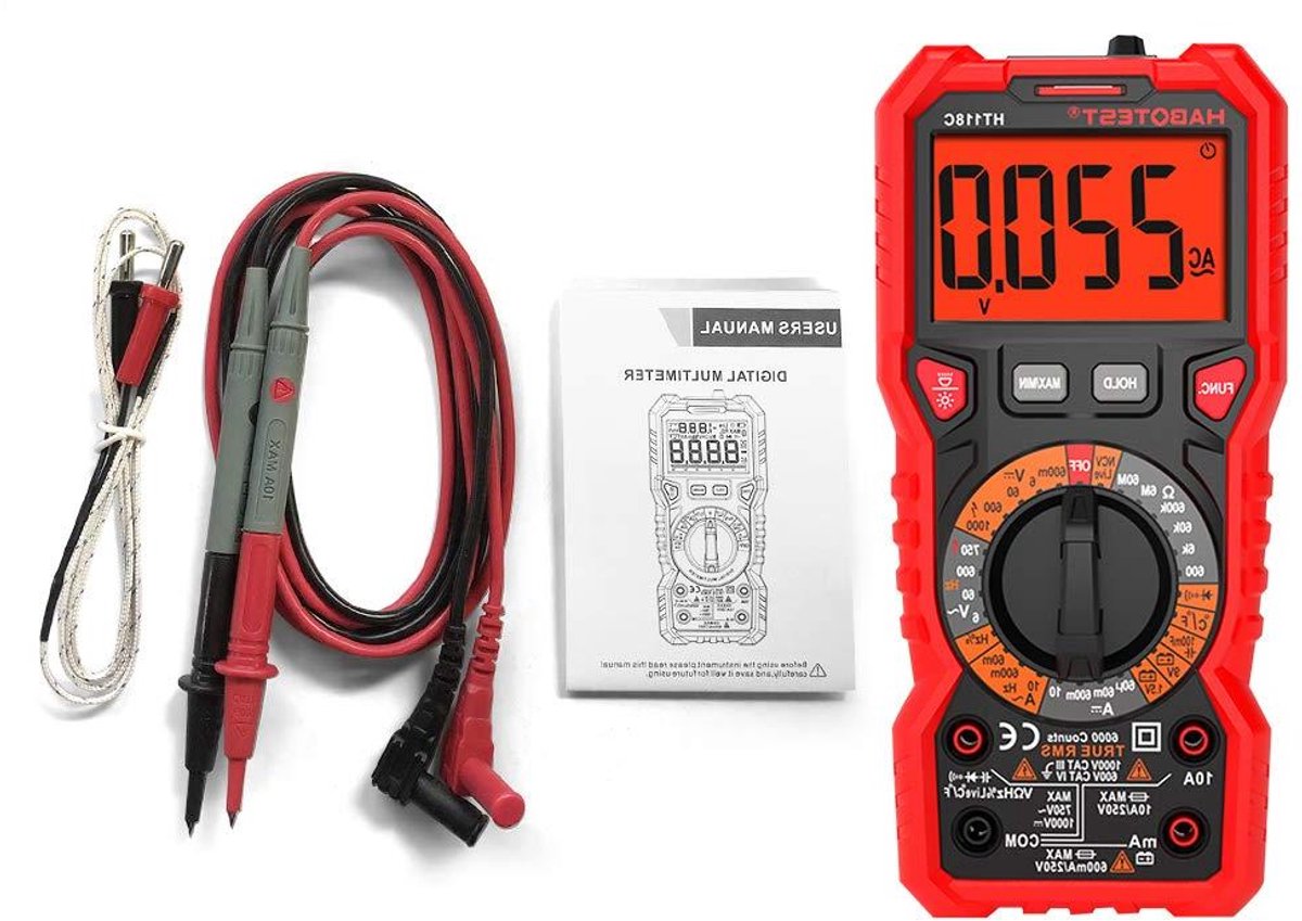 Digitale Multimeter - Multimeter Tester - Elektrische Metingen - 6000 Counts LCD - CAT III 1000V - Zwart