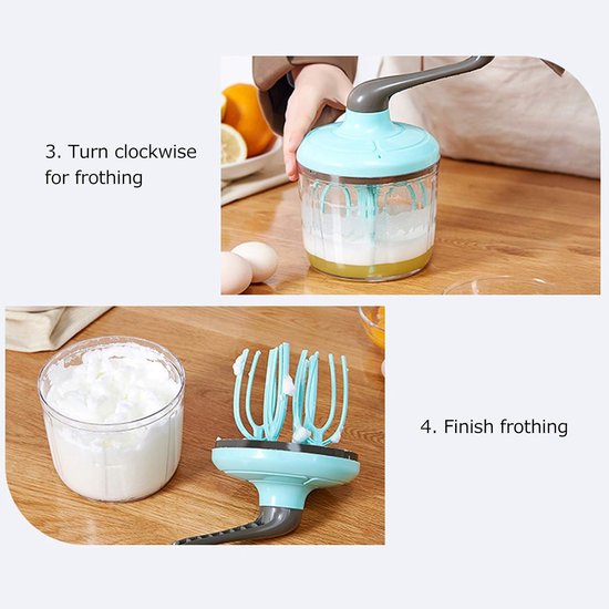 Room Mixer - Slagroommaker - Keuken Gebruik - Gear Rotatie Design - 24.5x13.5cm - Groen — afbeelding 4
