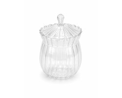 Mevaz Glazen Suikerpot – Glazen Snoeppot met Deksel – 330 ml – Geribbeld Glas – Bonbonnière – Decoratieve Voorraadpot – Transparant