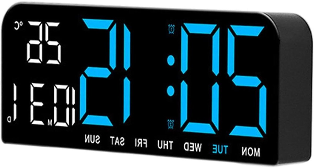 Digitale Wandklok - LED Klok - Tijd Weergeven - Groot Display - 24x9x3cm - Zwart
