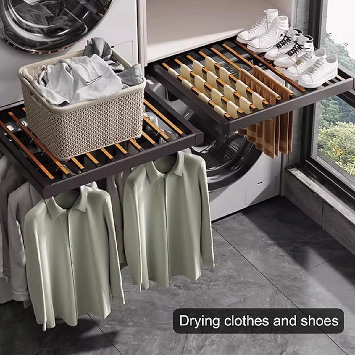 Uittrekbaar Broekrek / Hosenrek 71,4–76,4 cm – Aluminium Legering Uitschuifbare Kledingkast Organizer met Soft-Close Geleider, 30 kg Draagkracht, Ruimtebesparende Kleding- en Garderobe Oplossing