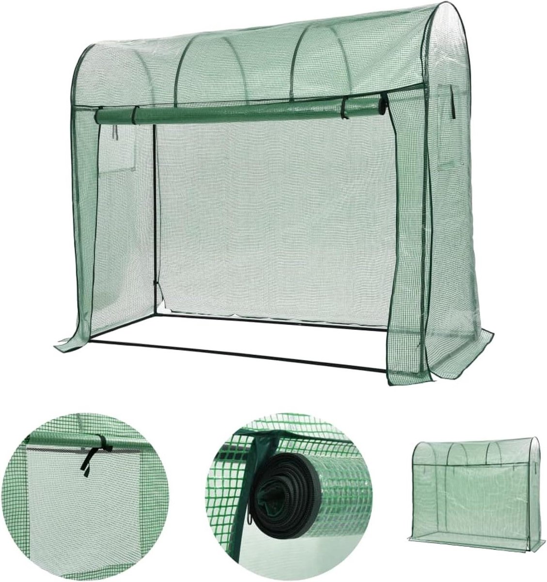 Koude frame kas - Kweekkas planten - Planten beschermen - Met ritsdeur - 200x80x170 cm - Antraciet
