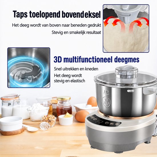 Jensaro Deegkneedmachine 7L - Elektrische Deegmixer Met Fermentatie/Rijsfunctie - RVS Mengkom - Voor Brood, Pizza Of Koekjes — afbeelding 3