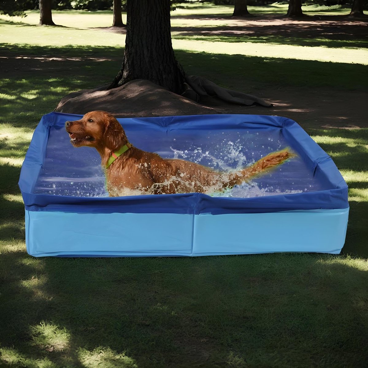 Hondenzwembad – Opvouwbaar kattenzwembad – Minizwembad voor katten & honden – Wadingpool voor huisdieren – Zomers badplezier – Blauw – 50 x 50 x 10 cm thumbnail 3