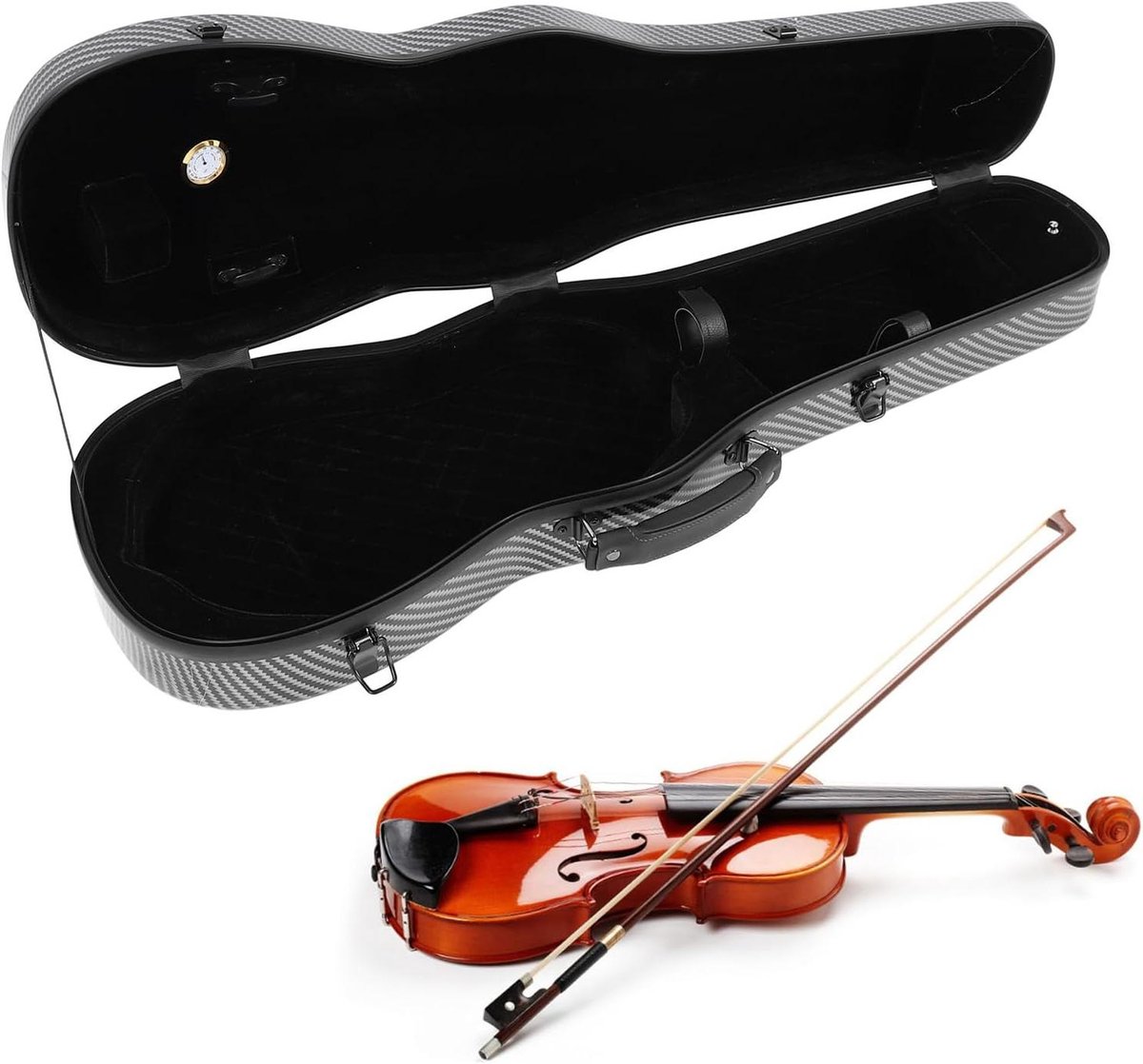 Vioolkoffer - Harde koffer - Muziek transport - Ingebouwde hygrometer - 4/4 Formaat - Zwart
