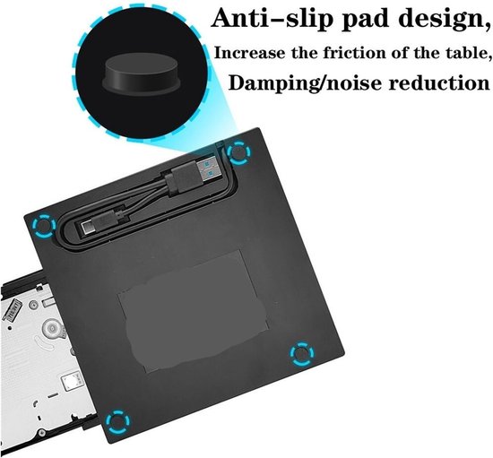 Externe DVD-speler - CD-recorder USB - Films Kijken - 7-in-1 functionaliteit - Compact ontwerp - Zwart — afbeelding 4