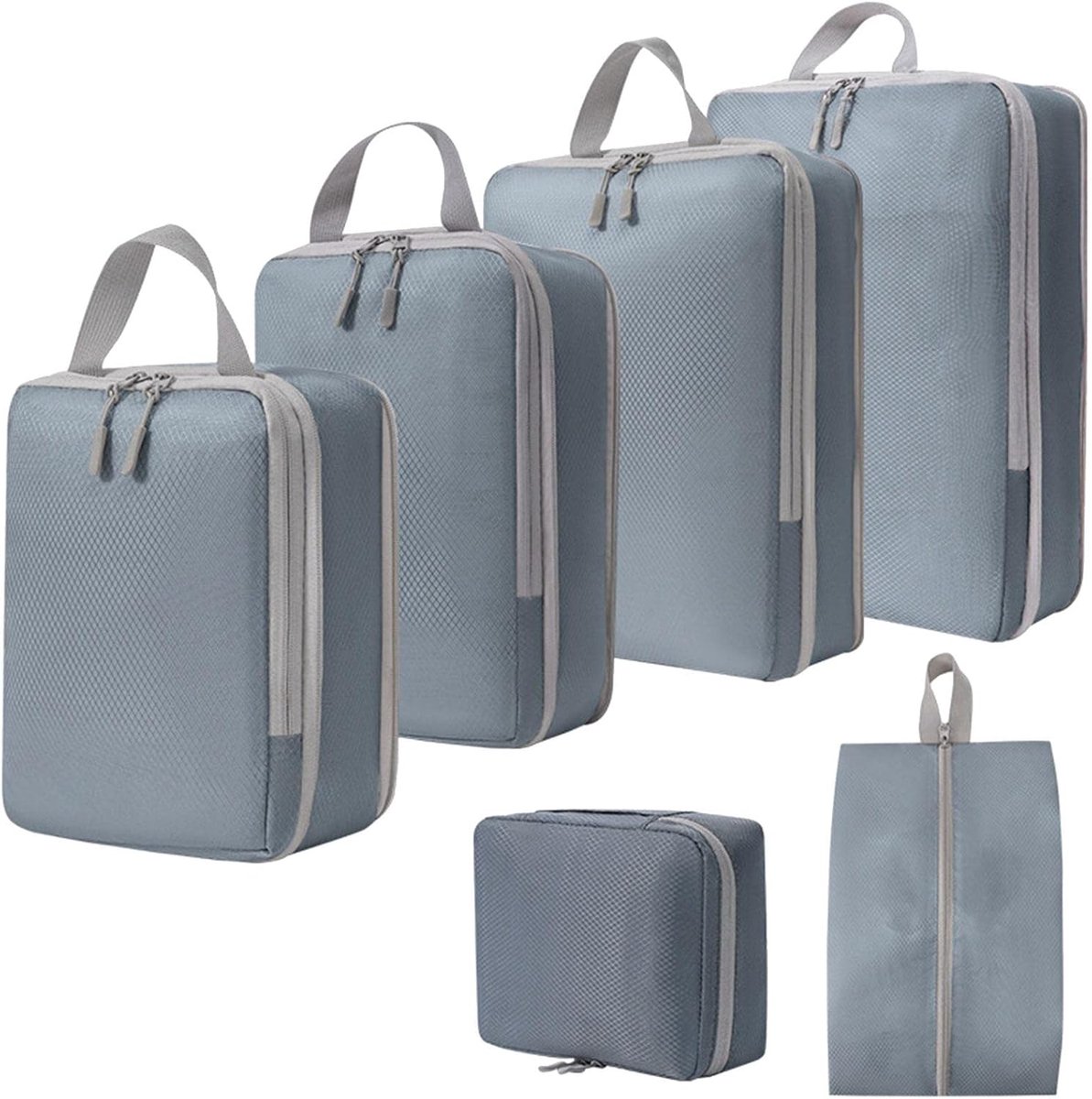 Compressie Verpakking Kubussen - Reis Organizers - Kleding Opbergen - Ademend Mesh Ontwerp - 6 Stuks - Grijs