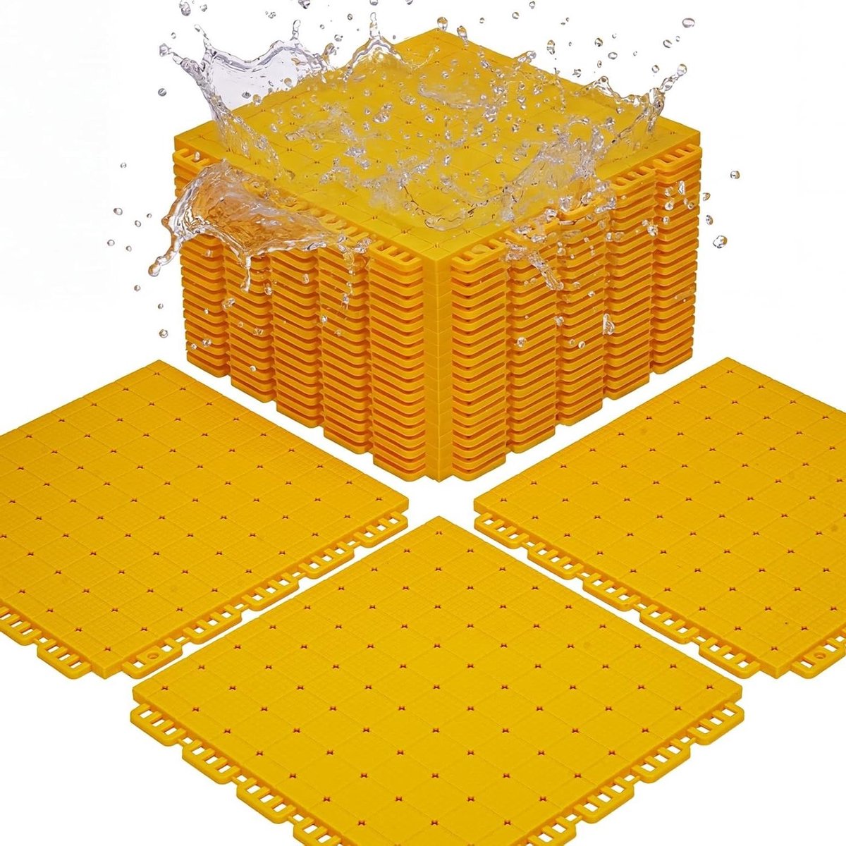 Modulaire Vloertegels - Sportvloer Matten - Buiten Sporten - Snelle Waterafvoer - 24 Stuks - Geel
