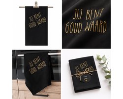 Theedoek met grappige tekst - bedankcadeau voor juf of meester