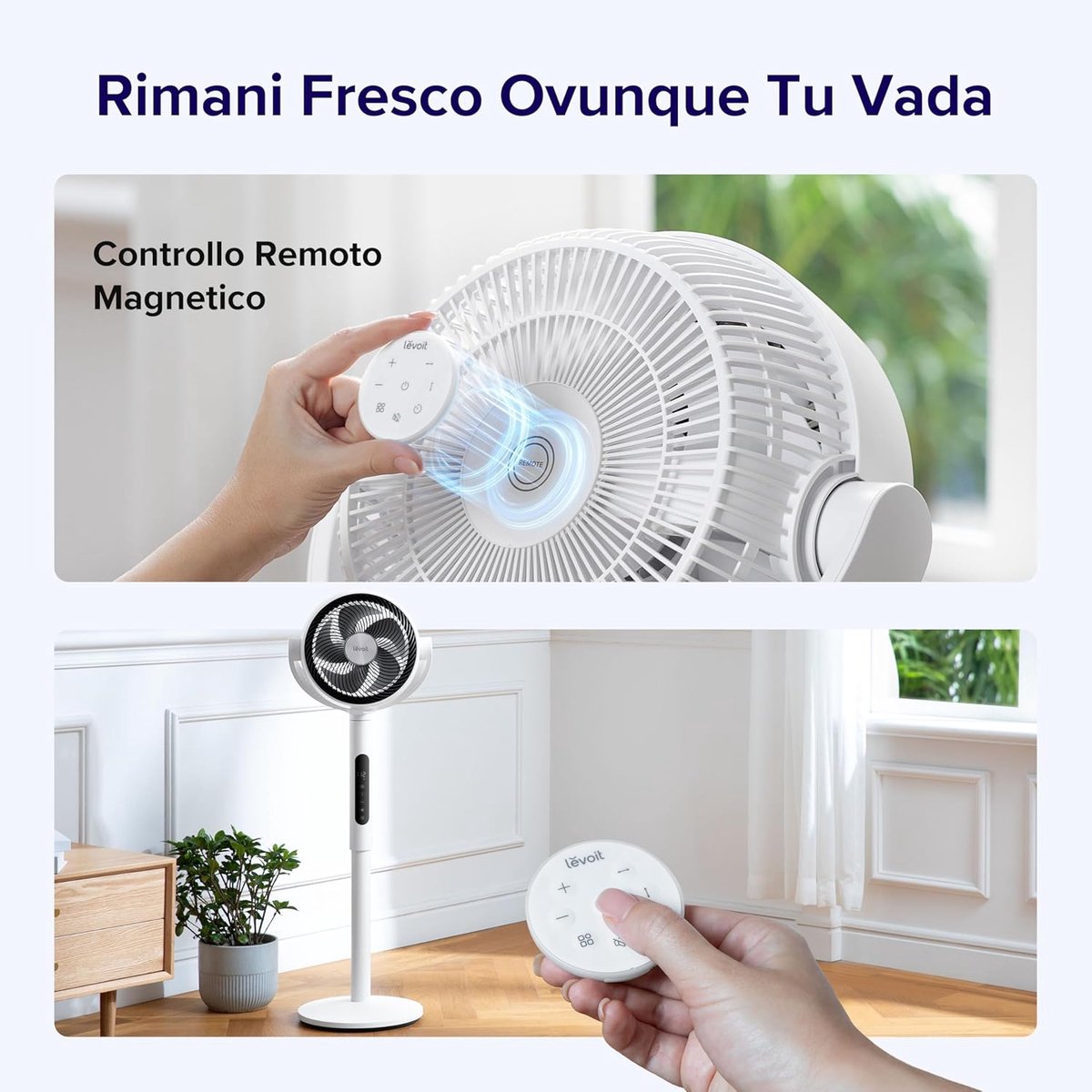 Vloer Ventilator - Staande Fan - Kamertemperatuur Regelen - Klassieke Stijl - 110.8 cm - Wit – foto 4