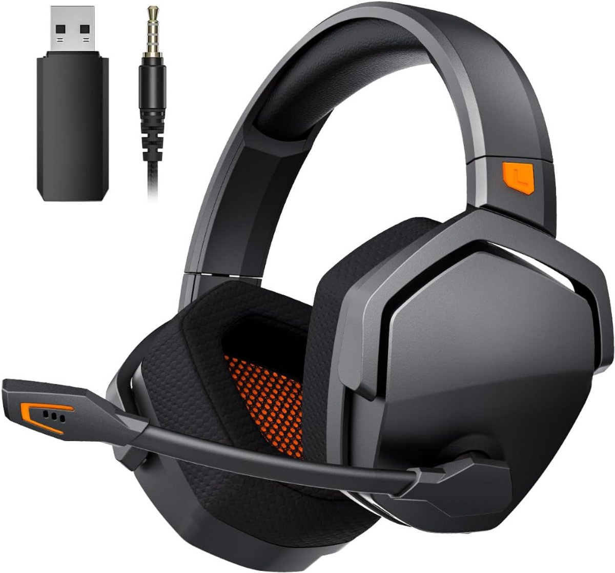 AHD® Game headset draadloos - Headset - Game headset - Gaming headsets - Zwart/Oranje - 20cm x 11cm x 21cm