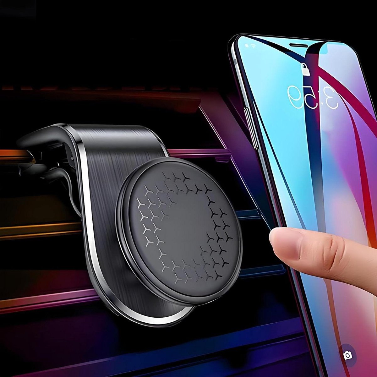 Auto Telefoonhouder - Magneet Houder - Veilig Rijden - Stabiele Grip - Compact Formaat - Zwart