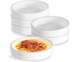 Set van 6 keramische ramekins, 11,5 x 3,5 cm, ondiepe ronde ovenschaaltjes voor individuele taarten, ideaal voor bakken en serveren in de keuken of restaurant