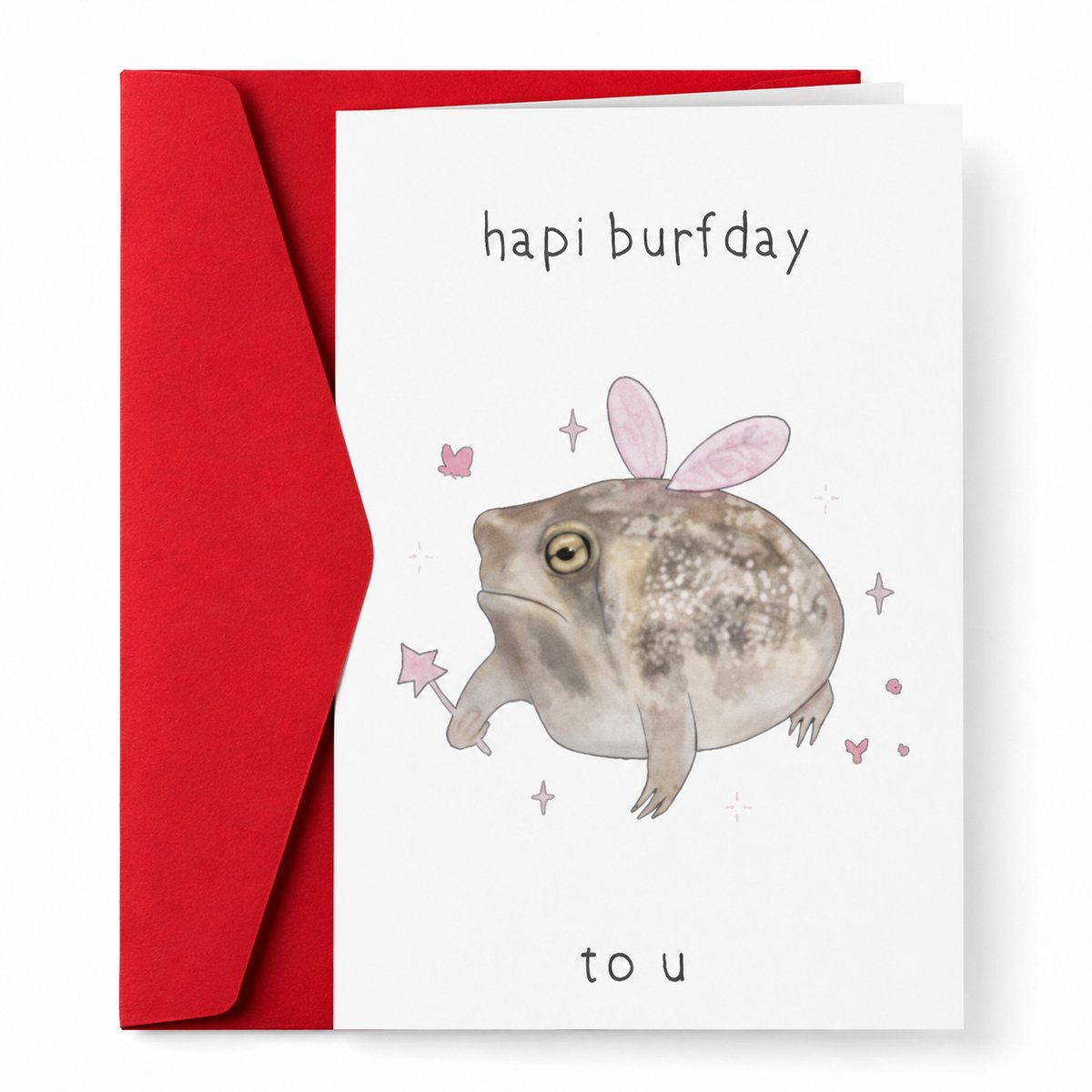 Verjaardagskaart Kikker - Met Tekst "Hapi Burfday to You" - Grappige Kaart van Enluxe