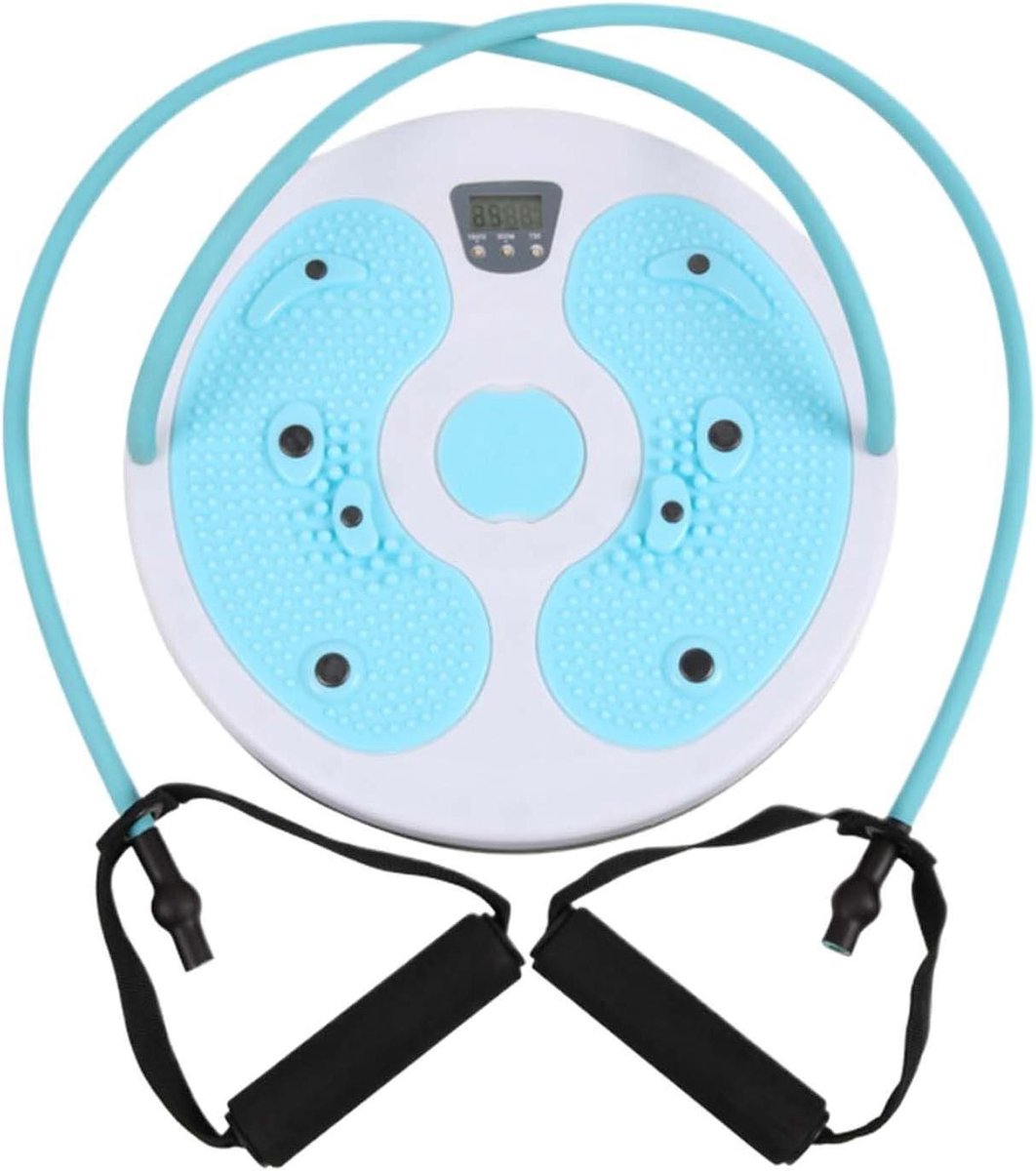 Twist Board - Roterende Schijf - Taille Vormen - Met Calorieënteller - 28 cm Diameter - Blauw Wit