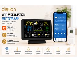 Station météo WiFi Distiion Smart Pro avec capteur extérieur et application - Température intérieure et extérieure, humidité, indice UV et prévisions météorologiques