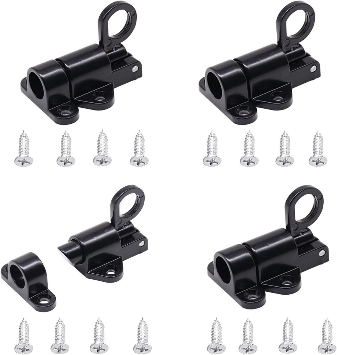 Automatische vergrendelingssluitingen van aluminiumlegering - 4 stuks voor deuren, ramen en kasten, zwart