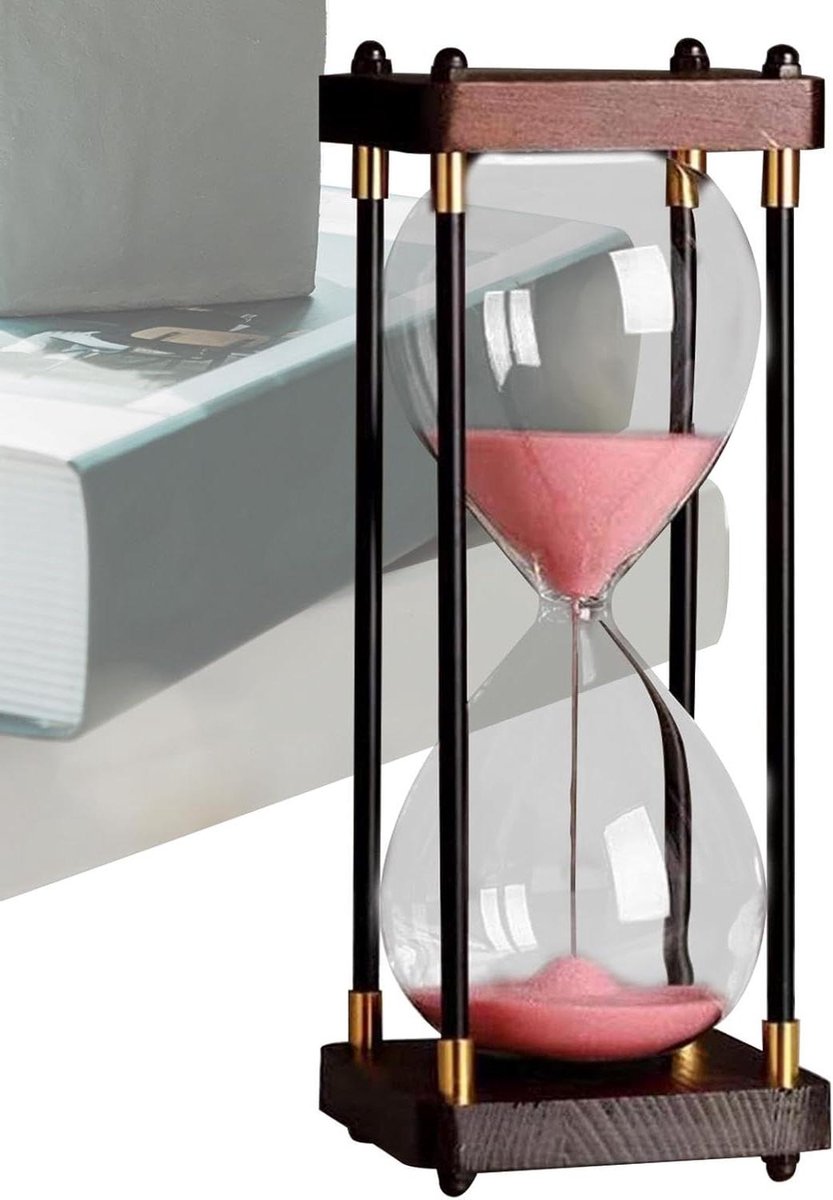 Decoratieve Zandloper - Zandglas Timer - Tijdmanagement Thuis - Verbeterde Stabiliteit - 9.5 x 9.5 x 20.5 cm - Roze