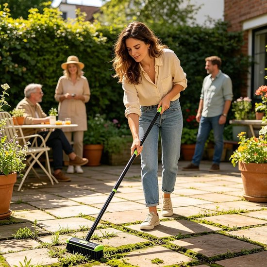 Grasverwijderaar - Onkruidborstel Stoep - Terras Reinigen - Verstelbaar Handvat - 43 cm Lengte - Zwart — afbeelding 4