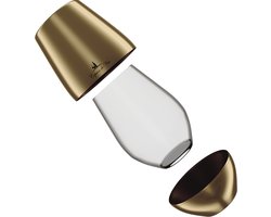 Copain de Vin - VinVoyage Gold/Goud – Draagbaar Kristallen Wijnglas met Luxe Beschermcase – Double Pack – Premium Wijncadeau