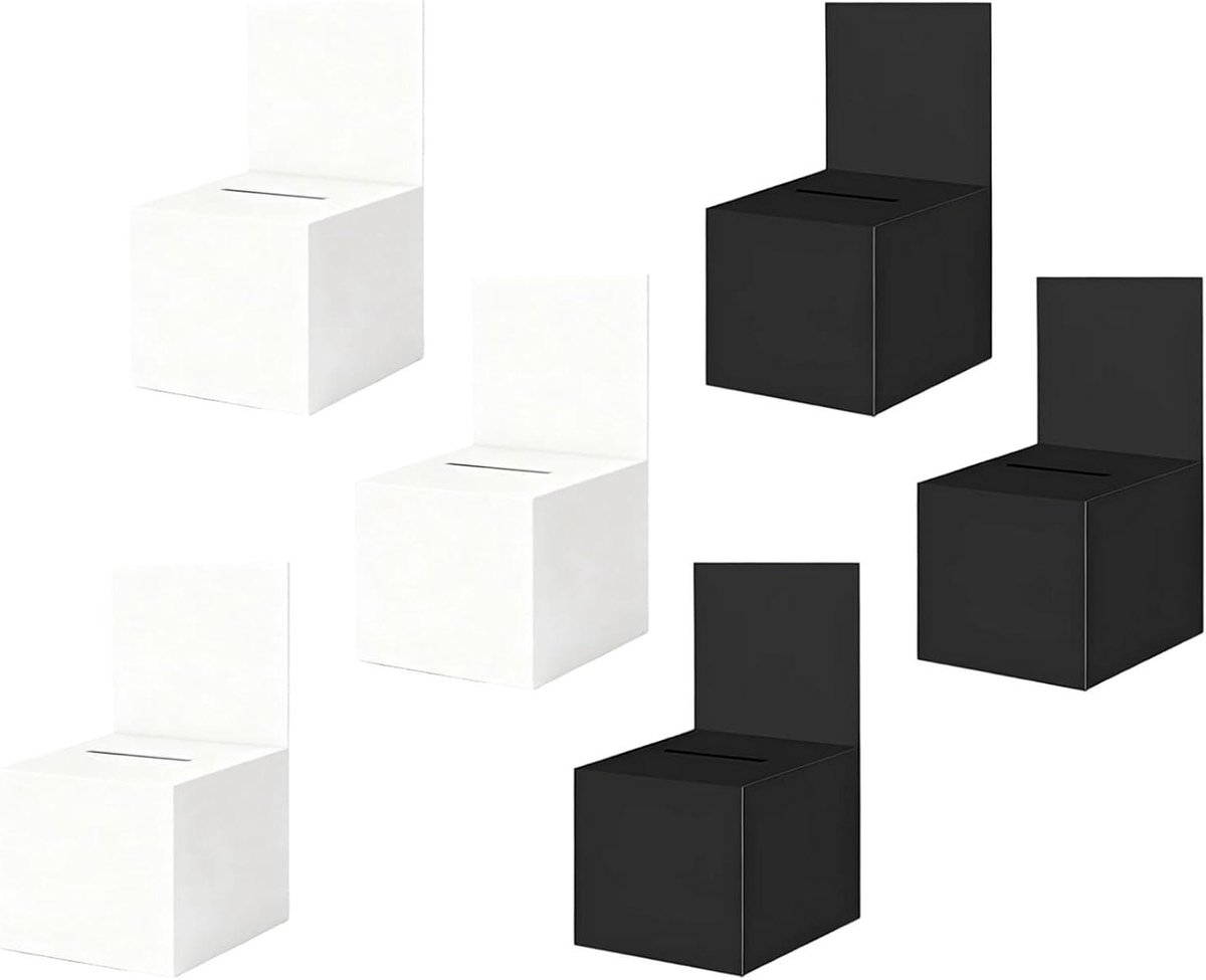Kartonnen Dozen - Donatie Boxen - Feesten en Stemmen - Eenvoudige Montage - 6 Stuks Set - Zwart Wit