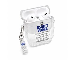 Transparante AirPods Case met Vodka Fles Design - Grappig Doorzichtig Hoesje voor AirPods 4 - Inclusief Sleutelhanger Charm - Novelty Cadeau voor Mannen en Vrouwen Festival