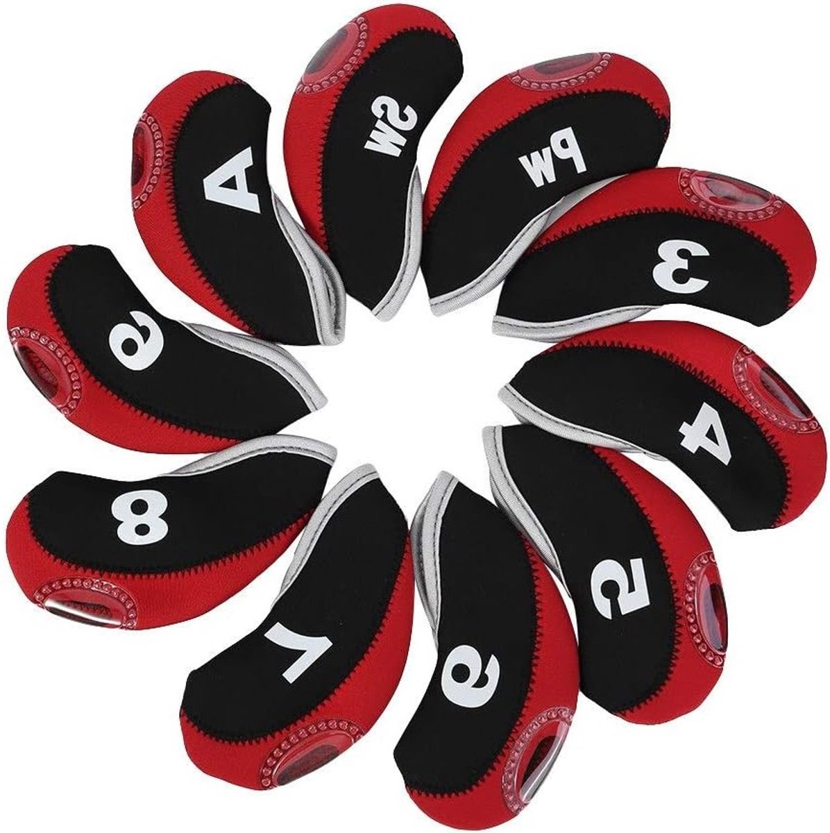 Set van 10 Neopreen Golf Hoofdkappen voor IJzeren Clubs - Bescherming en Stijl voor Golfclubs