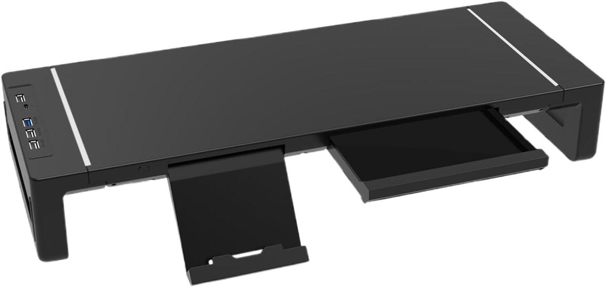 Monitorverhoging Bureau - Bureau Organizer - Ergonomisch Werken - Met Lade - 8.5 cm Hoog - Zwart