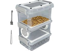 Meelworm Kweekset - Insectenbakje Reptielen - Kleine Dieren Voeden - Ademend Ventilatiesysteem - 15 x 11 x 7 cm - Transparant