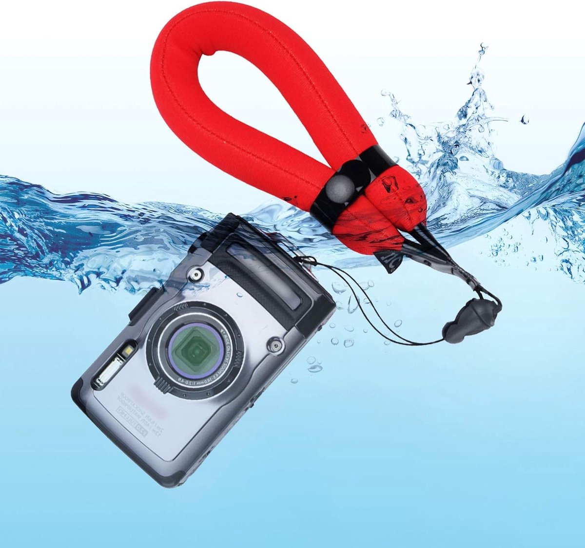 Drijvende Polsband voor Onderwatercamera's, Geschikt voor Olympus TG-7, Nikon W300 en GoPro, Rood
