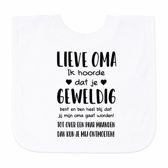 Baby slabbetje cadeau tekst oma je wordt oma hoera zwangerschap bekendmaking aankondiging voor de liefste aanstaande geboorte gaat worden jullie worden zwangerschapsaankondiging eerste moederdag