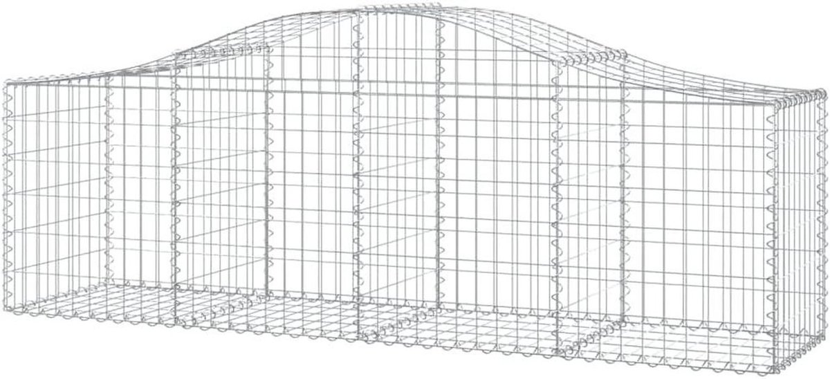 Gabionen Set - Stenen Manden - Tuin Afscheiding - Boogvormig Ontwerp - 4 Stuks 200cm - Zilver
