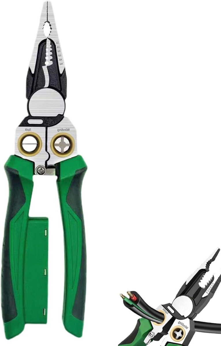 Draadstripper Gereedschap - Multitool Tang - Elektrisch Werk - Met Spanningstester - 22 cm - Groen