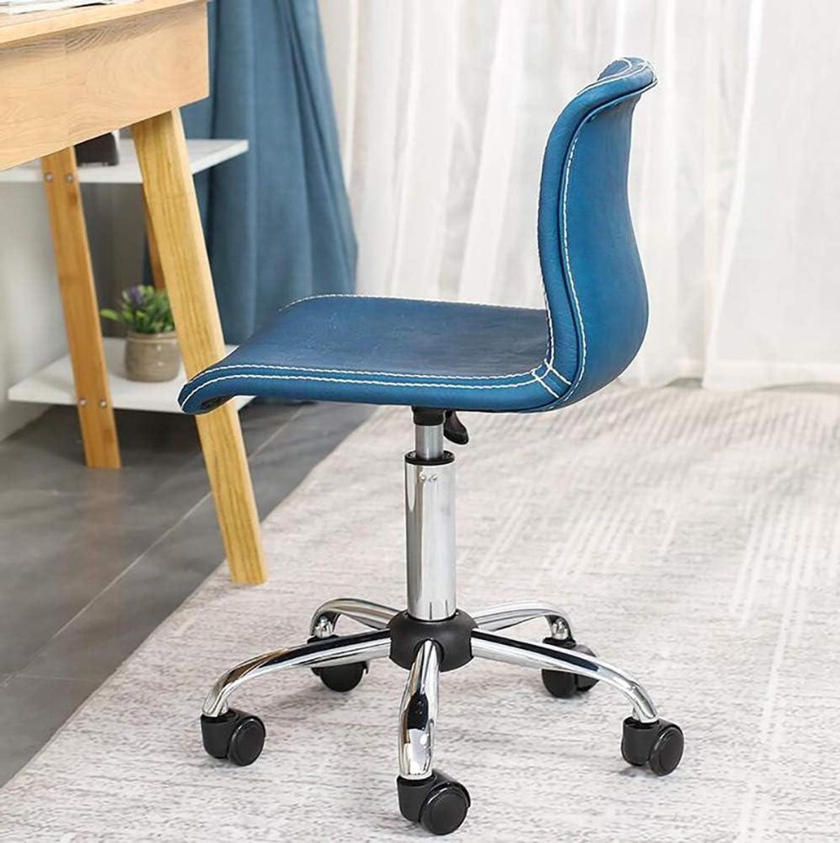 Werkkruk met Rugleuning - Draaistoel Bureaukruk - Comfortabel Werken - In Hoogte Verstelbaar - 360° Draaibaar - Blauw