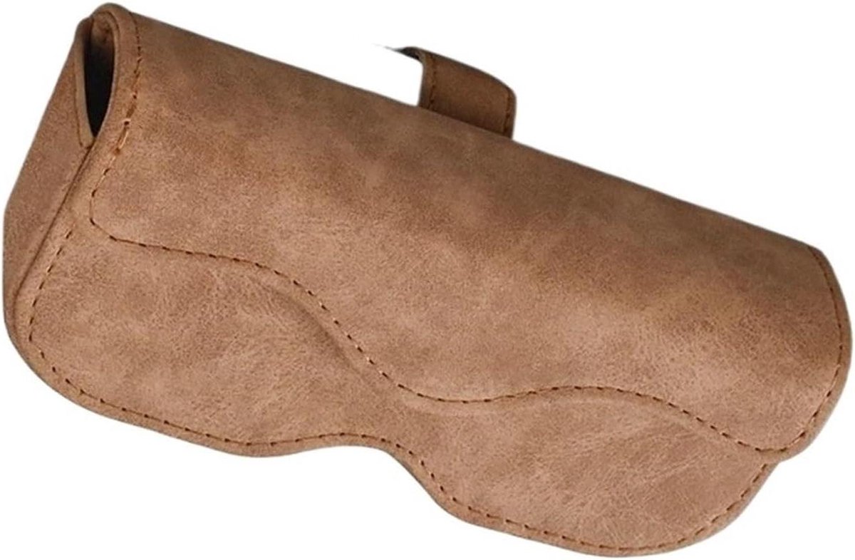 Zonnebrilhouder Auto - Brillenkoker Clips - Veilig Opbergen - Automatische Sluiting - 6.5 inch - Bruin