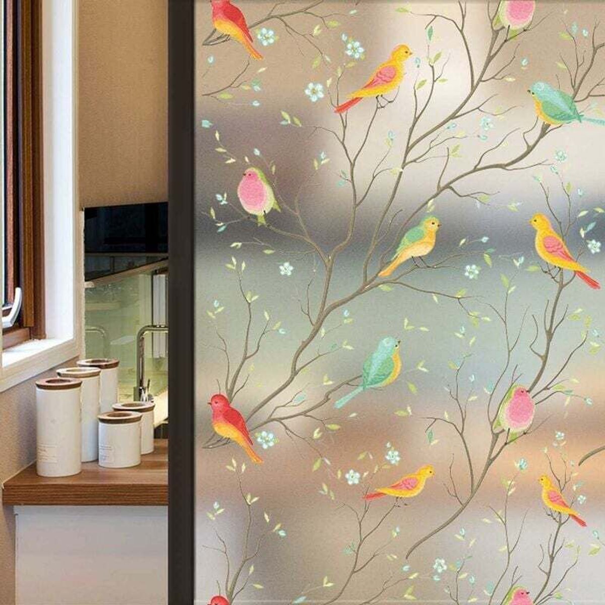 Zeldzaam parelwit glazen kijkmembraan - 60 cm x 200 cm Wijngaard - Statisch perspectief, statisch parelwit glazen kijkmembraan