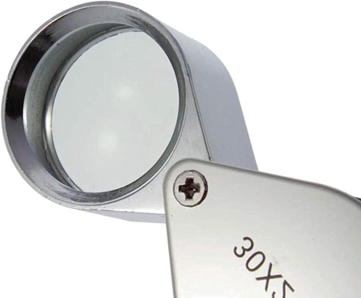 Glazen Vergrootglas - Loep Juwelier - Kleine Details Zien - 30x Vergroting - 21mm Lens - Zilver