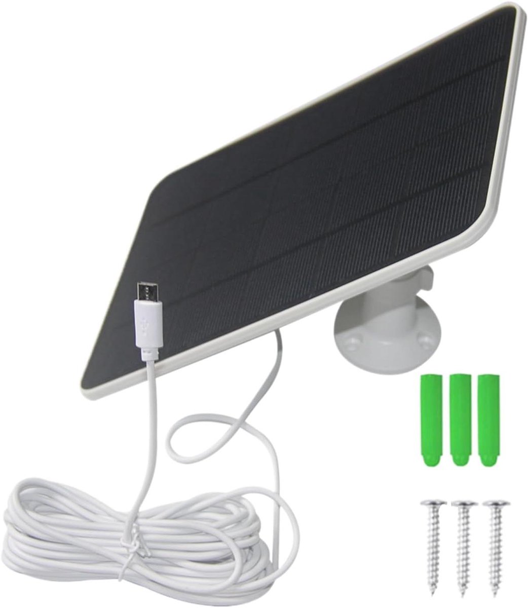 Zonnepaneel Camera - Energie Oplader - Continu Toezicht - 20W Type C - 23 x 15 x 5 cm - Zwart