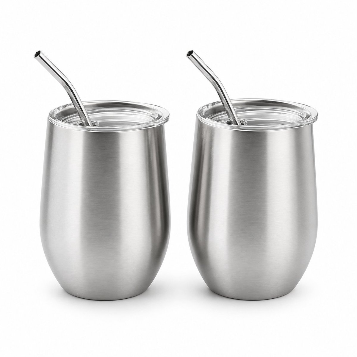 My Green Deal – RVS Thermo Bekers met Rietje (Set van 2) – Herbruikbare RVS Drinkbekers – Duurzame Koffiebeker – Cocktailbekers - Vaatwasserbestendig