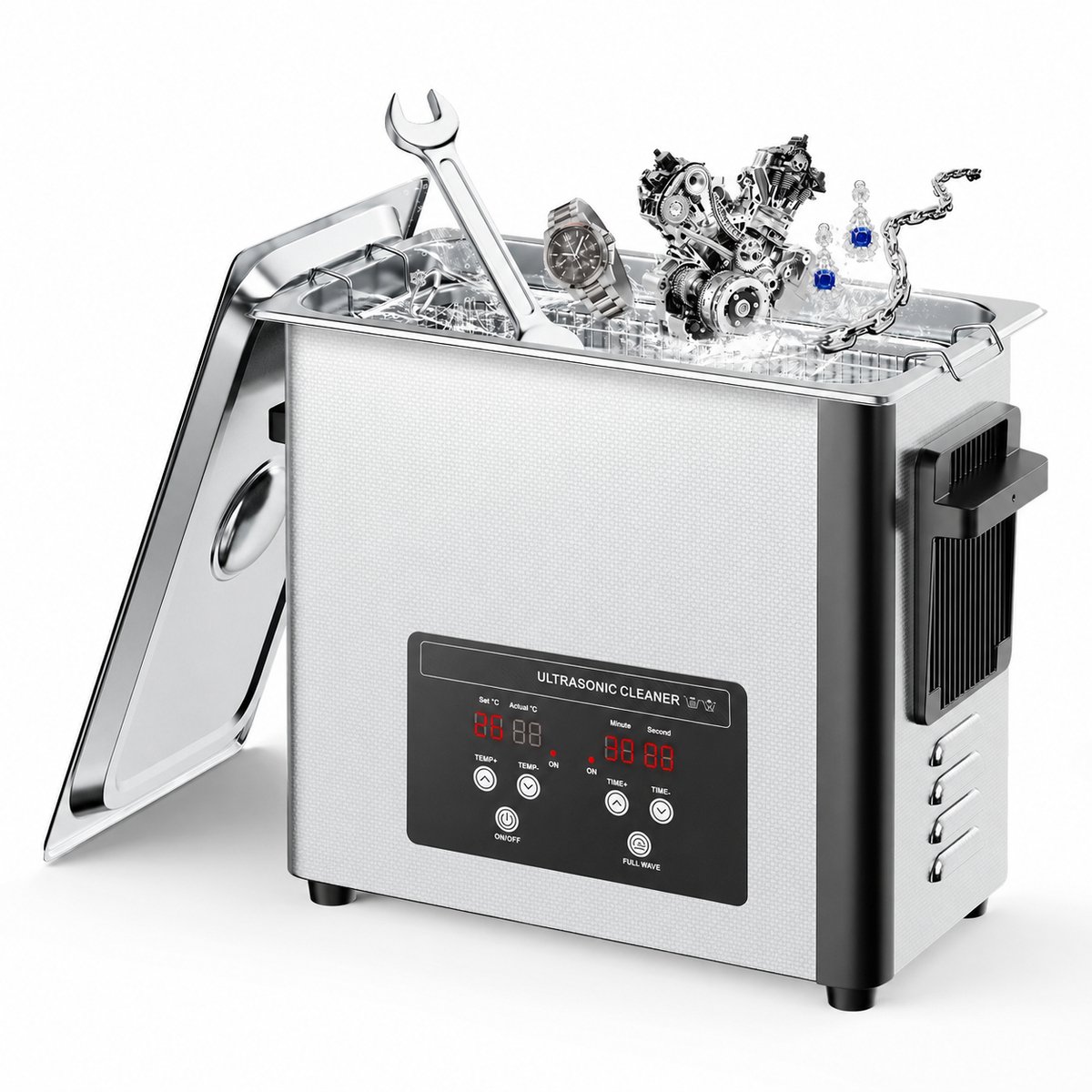 Ultrasone Reiniger 10 Liter - Ultrasoon Reinigingsbad - Professionele Reinigingsmachine voor Sieraden Horloges Carburateurs Gereedschap en Onderdelen - RVS Met Verwarming en Timer - 40 kHz Dieptereiniging - Digitaal Bedieningspaneel