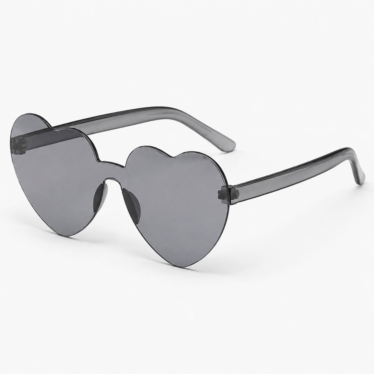 Okado Hartjes Zonnebril Grijs – Festival en Feest Zonnebril – UV400 Bescherming – Unisex Zonnebril met Hartvormige Glazen – One Size